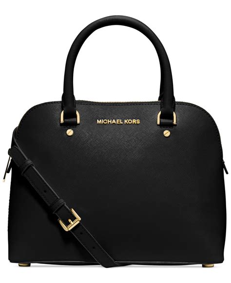 michael kors cindy medium pocket dome satchel black|Cindy Medium Logo and Leather Satchel .